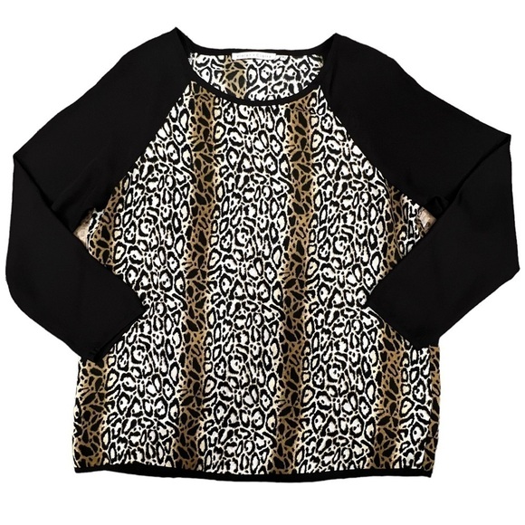 Violet & Claire Tops - VIOLET & Claire Women’s Black Long Sleeve Animal Print Blouse, Size Medium